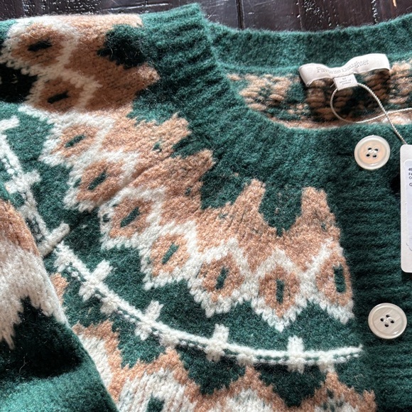 Favorite Daughter Nordic Pattern Cardigan - Green and Tan - Picture 3 of 4